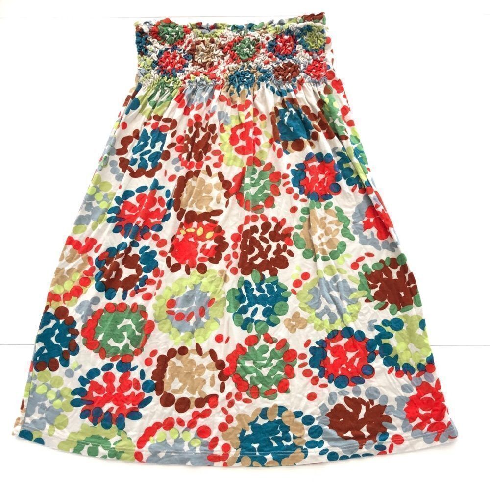 Velvet Brand Strapless Smocked Tunic In Bright Modern Floral Print